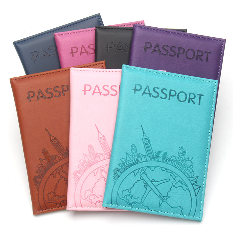 Travel Accessories On Plane - Global Flight bedrukte paspoorthouder lederen paspoorthoezen
