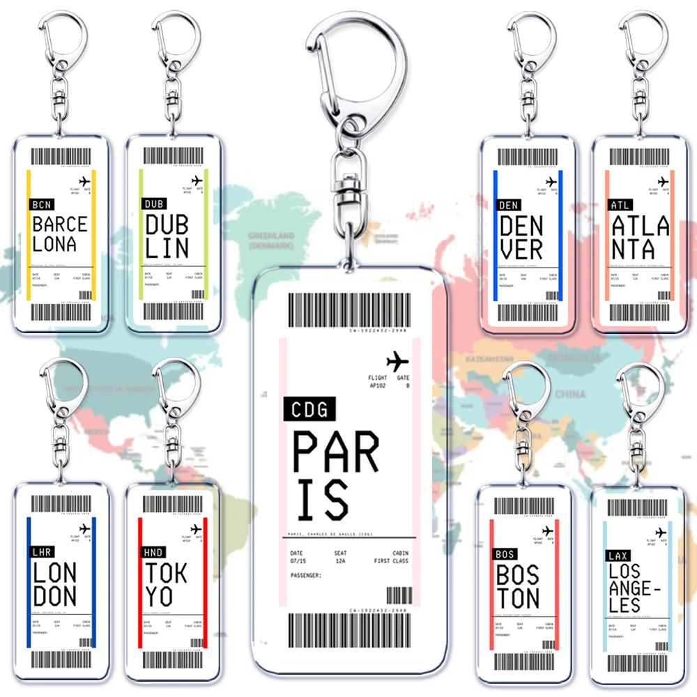 Travel Accessories On Plane - Vliegtuig Ticket Instapkaart Sleutelhanger Boston Parijs
