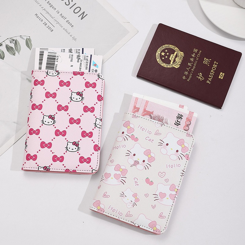 Travel Accessories On Plane - Hello Kitty Dames Paspoorthoes PU Leer